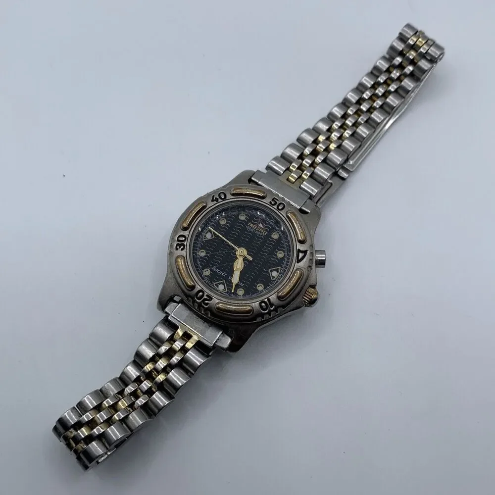 Women's Freestyle Watch Dual Tone Silver Gold Bracelet Watch Black Dial